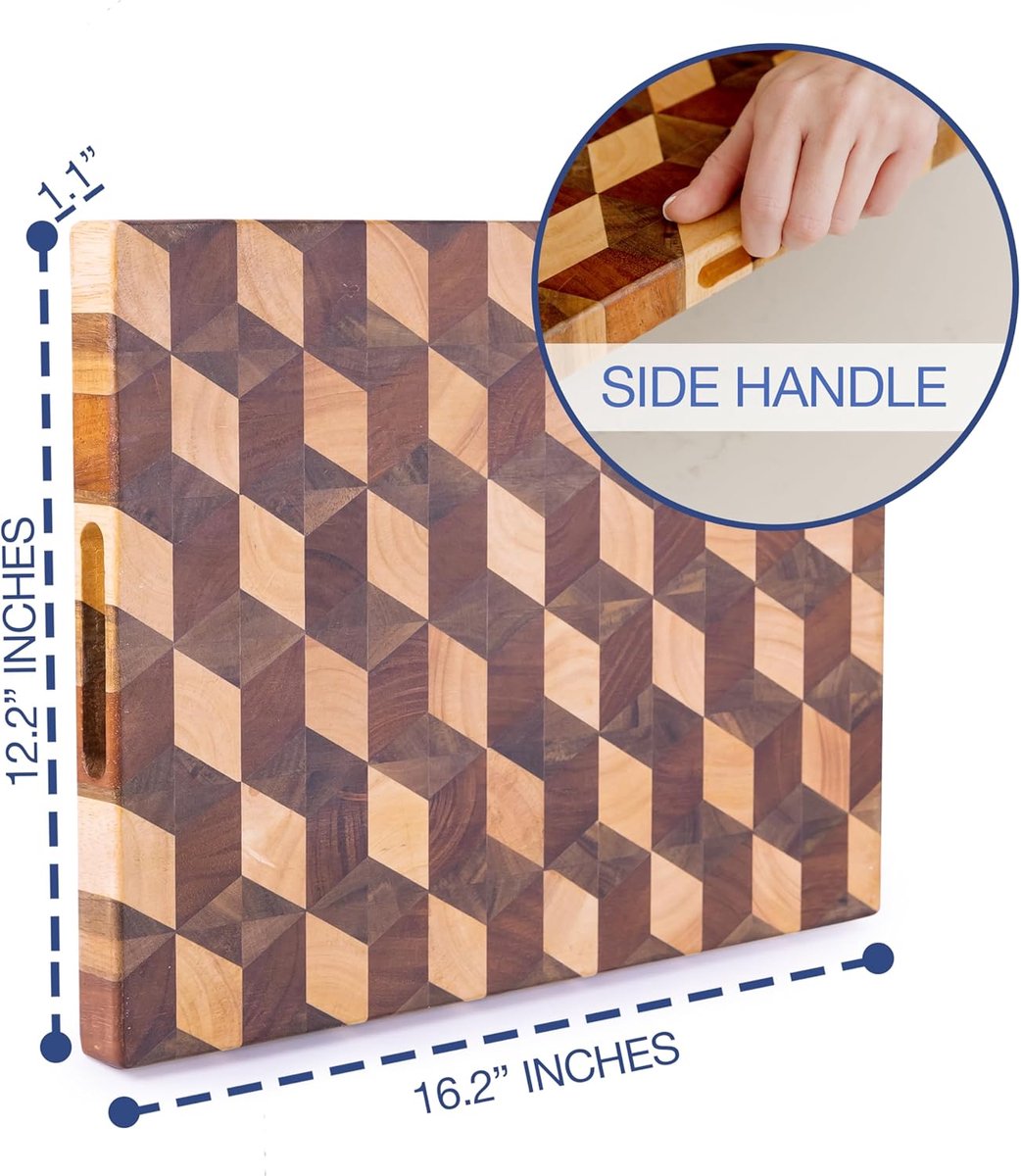 Handgemaakte 3D Geruite Acaciahouten Snijplank - Omkeerbare Multifunctionele Snijplank voor Bereiding en Presentatie — cadeau in Kookcadeaus - foto 6