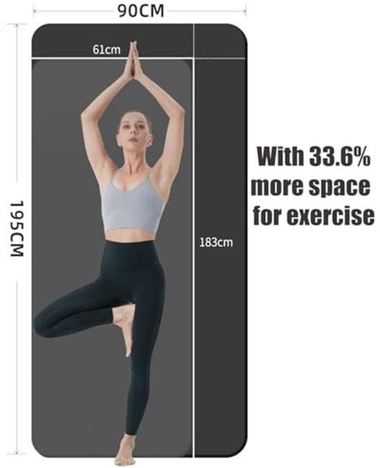 Yoga Mat Antislip 195x90cm 10mm Dikke TPE Fitnessmat XL voor Gymnastiek en Thuisoefeningen — afbeelding 3