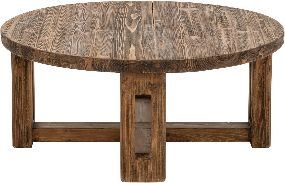 J-Line Ronde salontafel - gerecycled hout - bruin