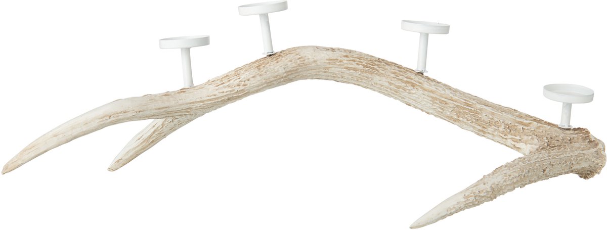 J-Line Geweikandelaar - polyresin - lichtbeige - small