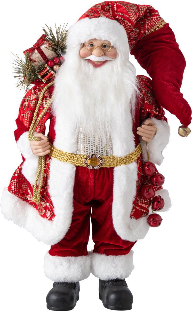 J-Line decoratie Kerstman - kunststof - kerstrood - medium