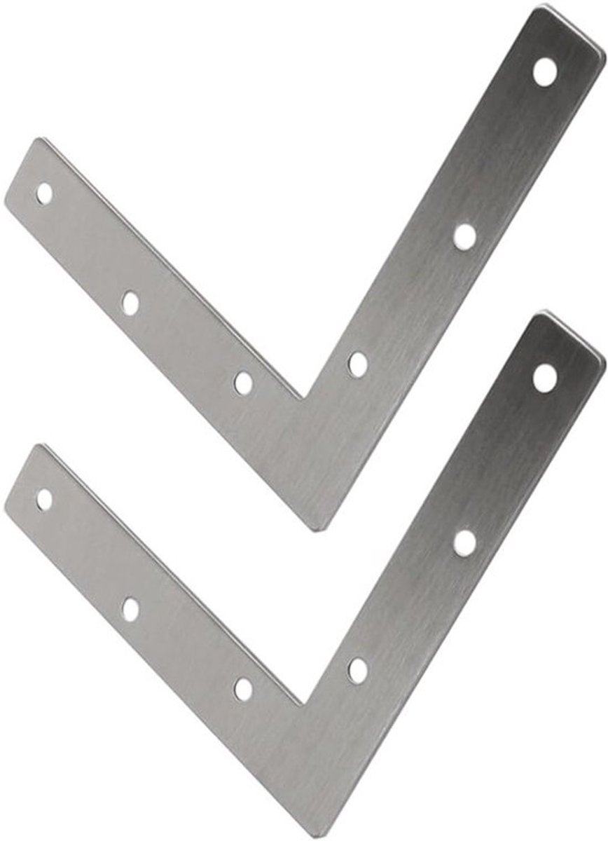 Set van 2 RVS L-vormige Hoekbeugels - Stevige Bevestigingsplaten voor Meubels, Tafels en Planken 150x150mm