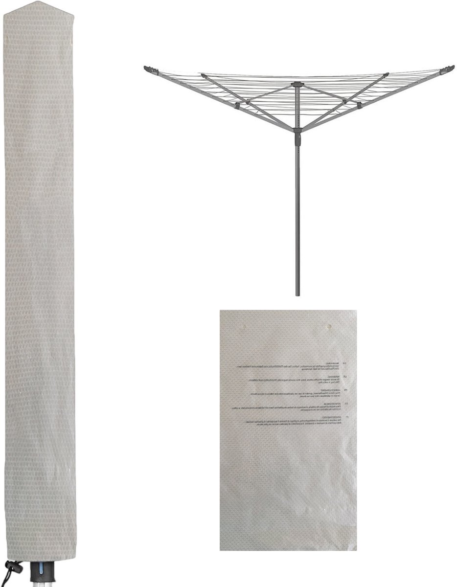 MODFU beschermhoes voor droogmolen van 600D Oxford stof – waterdichte waslijnhoes met ritssluiting – grijs – 180x16x16 cm
