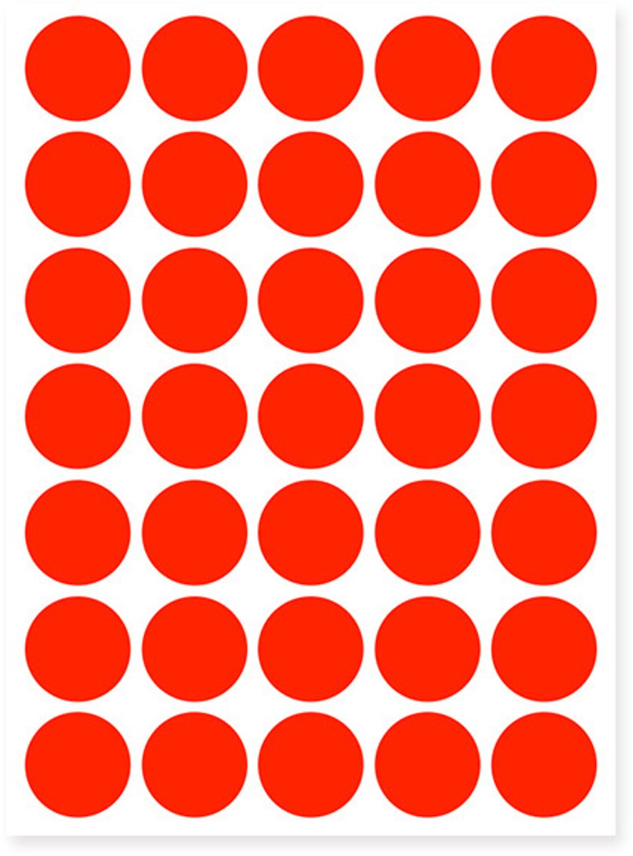 20 vellen rond zelfklevend papier van 10 mm – 10 kleuren, 4008 stippen | Zelfklevende stiften,Oranje-rood,25MM