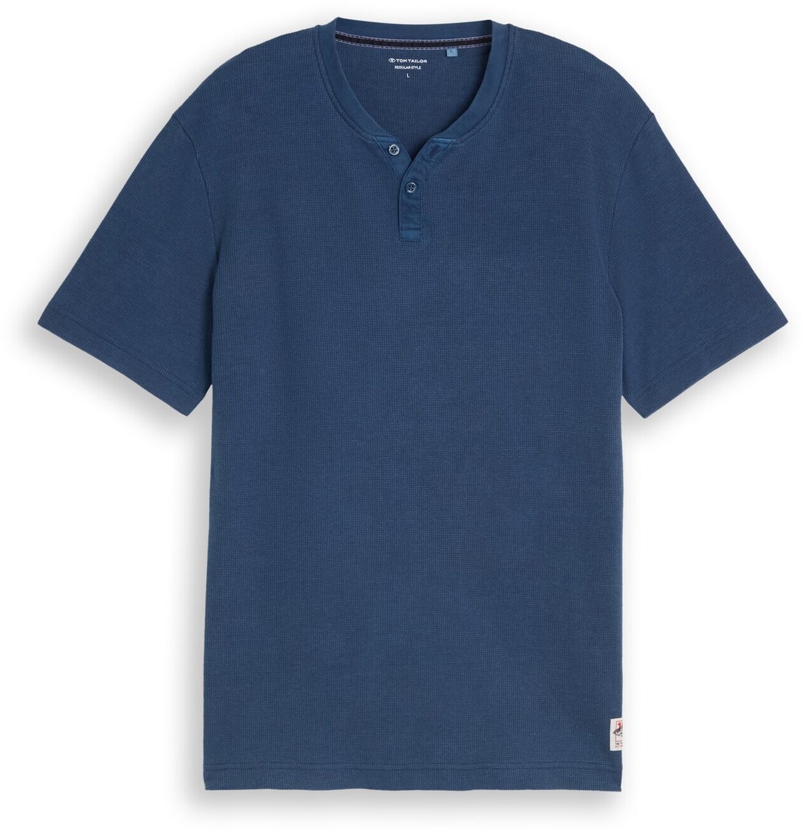 Tom Tailor - Henley-T-shirt met wafelstructuur - Maat XXL - Dark Duck Blue