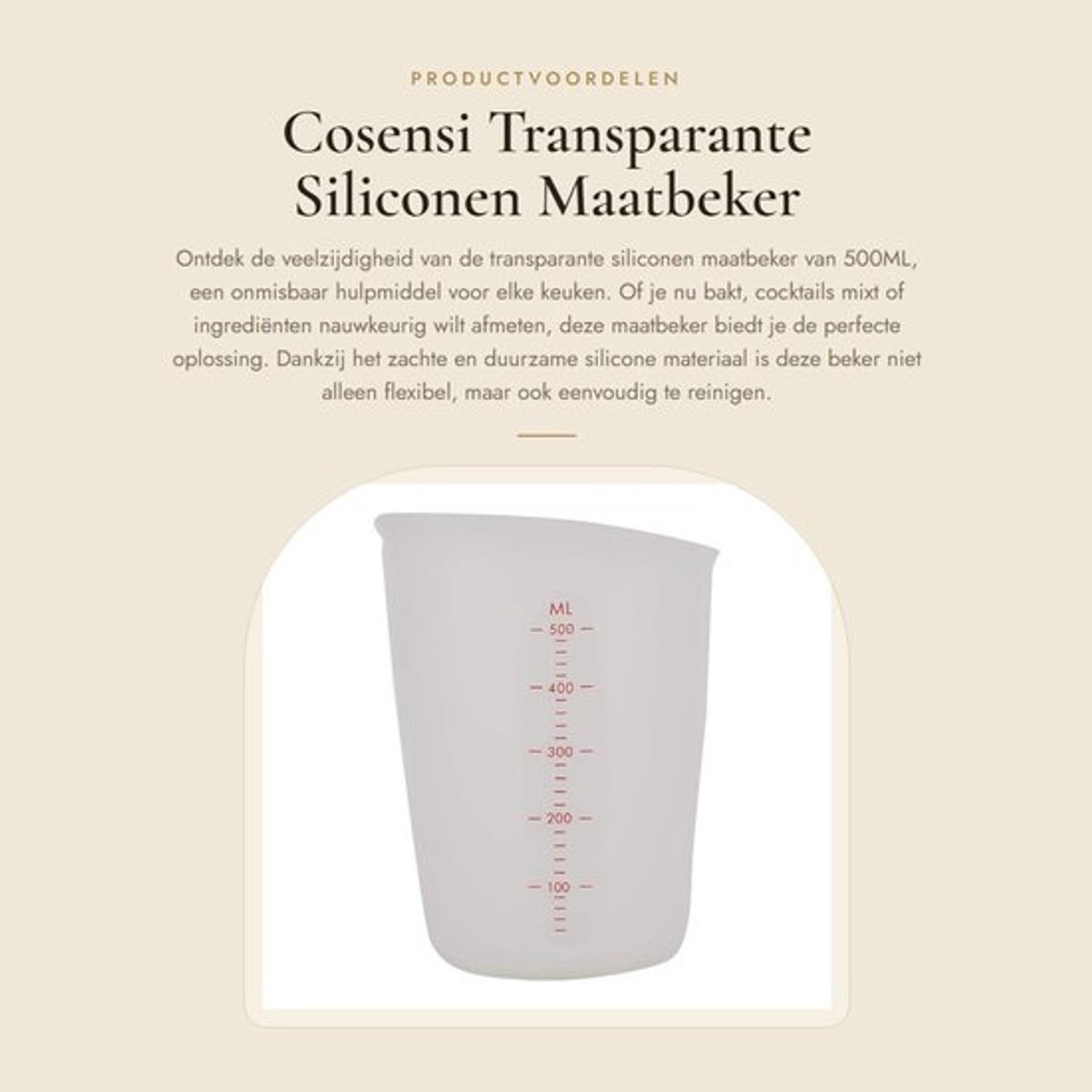 Siliconen Maatbeker 250ml/500ml - Transparant - Duurzaam - Zacht - Nauwkeurige Meting - Handig voor Bakken/Cocktails - Meetbeker