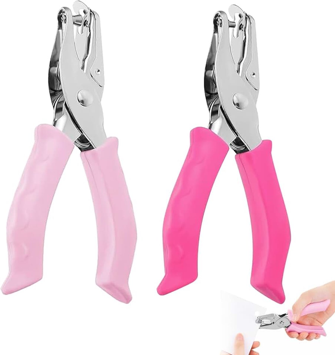 Stans set 2 stuks, rond 3/6 mm, metalen perforator met zachte handgreep, handmatig geleide enkelvoudige gaatjes voor doe-het-zelf, knutselen, kantoor en school, efficiënt en draagbaar