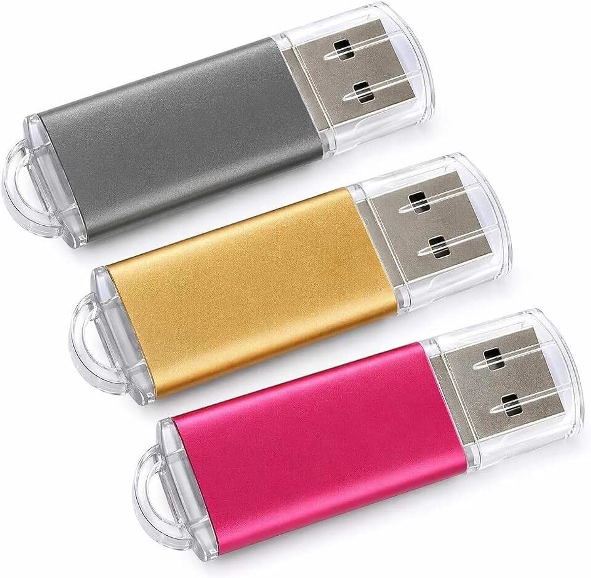 16 GB USB-stick, 3 stuks, pen drive, 16 GB WISEORANGE metaal, USB 2.0, USB-opslagstation voor pc, laptop, tv met ledlicht (3 kleuren)