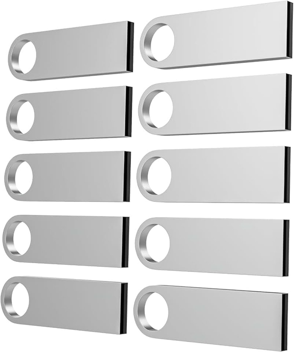 USB-stick 8GB 10 Stuks Mini Metaal Memory Stick 8 GB USB 2.0 | flashdrives waterdicht geheugensticks Portable Data Storage met 10 sleutelhangers