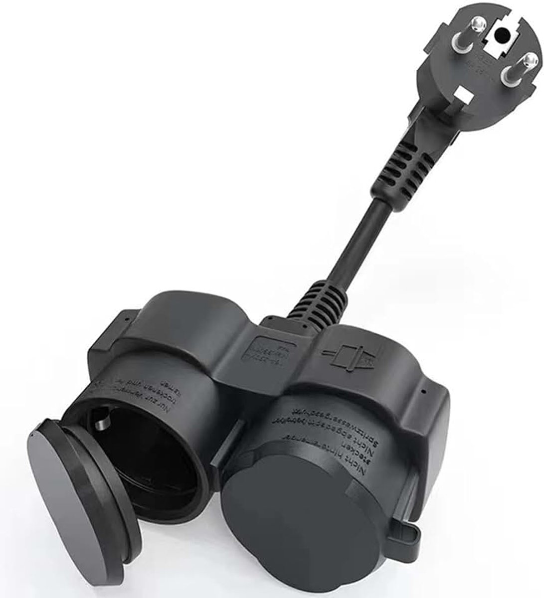 Verlengkabel met 2 stopcontacten, dubbel stopcontact, buitenstopcontact, meervoudig stopcontact, 2 stopcontacten, meervoudige stekkerdoos voor buitenstekker, dubbel stopcontact, voor keuken,