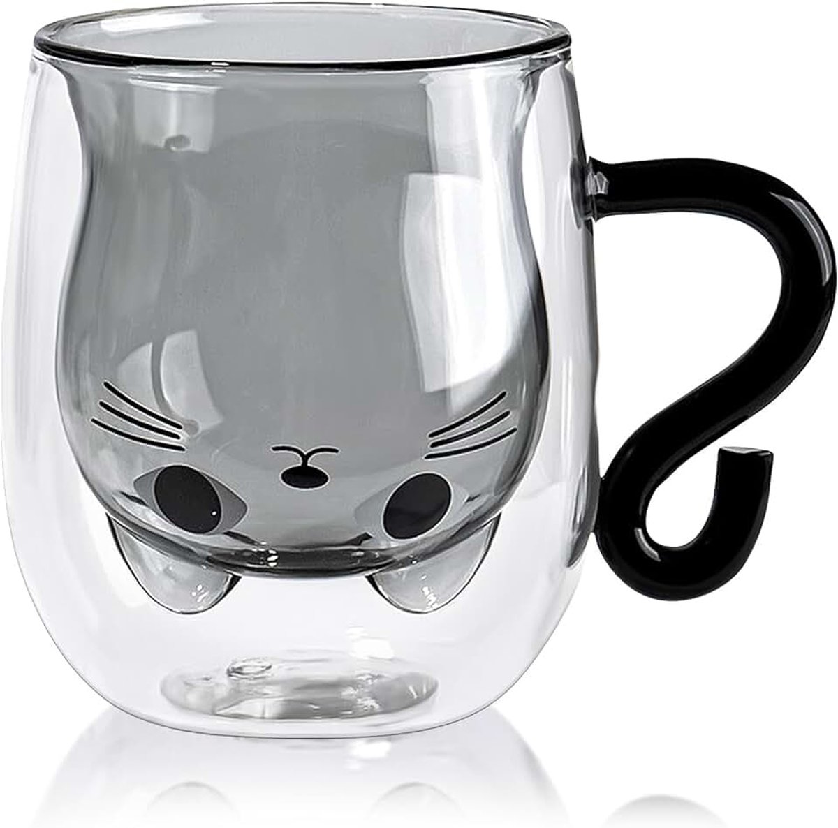 Mok schattige kat liefhebbers geschenken dubbele muur glazen koffiemok kat geschenken voor vrouwen schattige kat mok met handvat glazen beker geschenken voor verjaardag Kerstmis