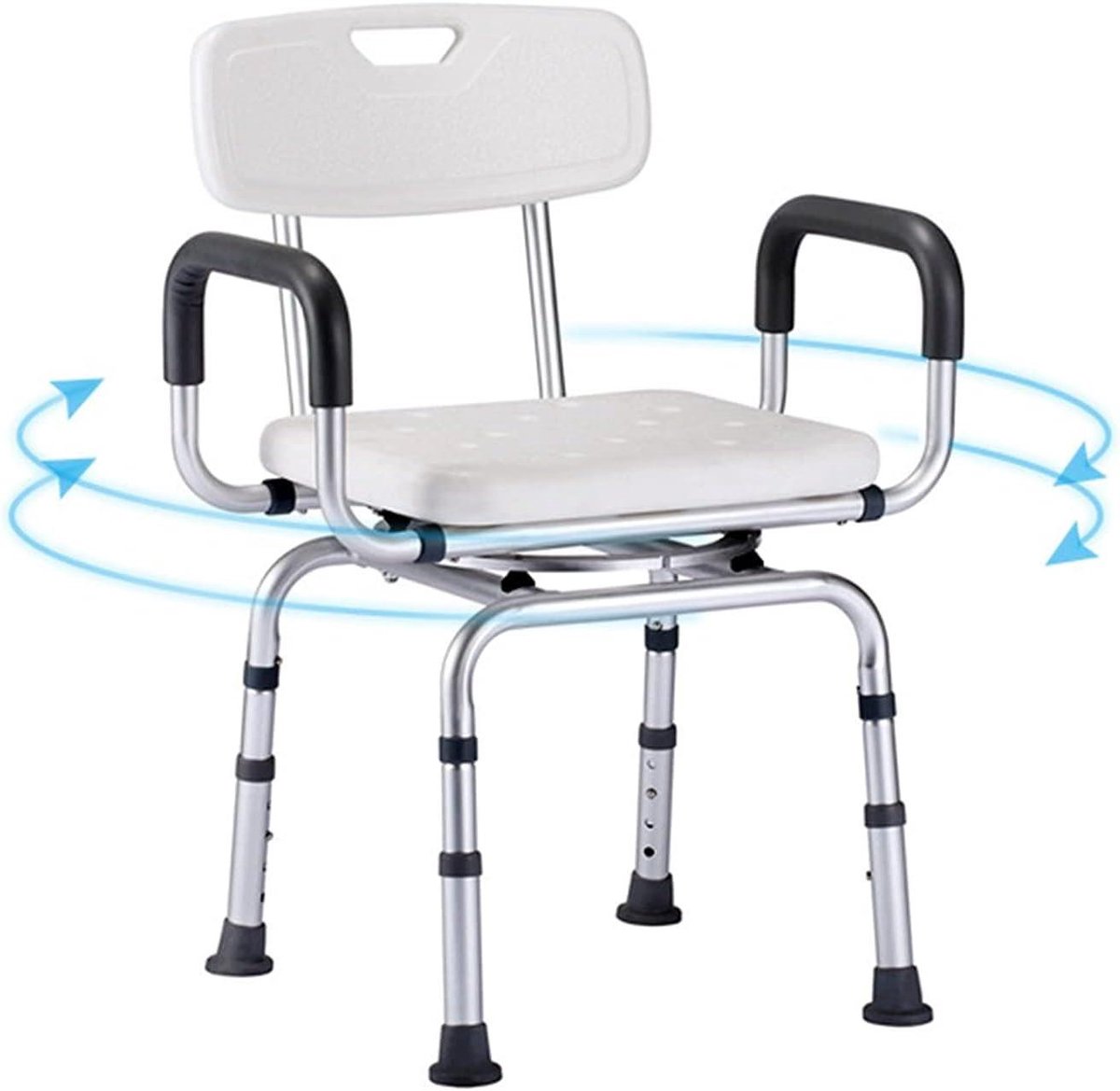 Draaibare Douchestoel - Badkruk Anti-slip - Veilig Douchen - Verstelbare Hoogte - 180 kg - Wit
