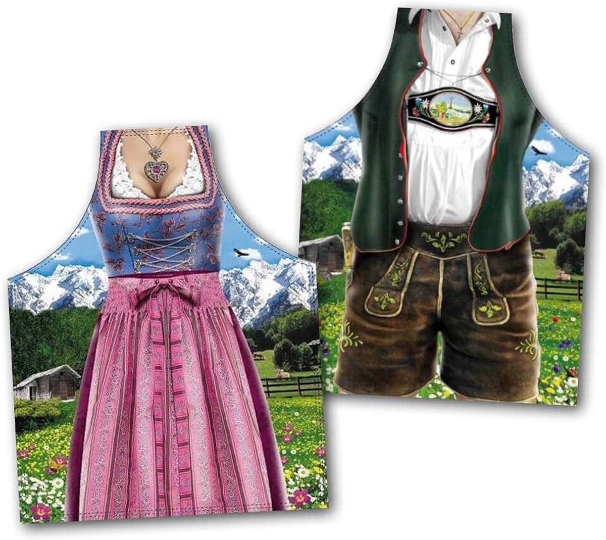 Schort traditionele lederhosen & Dirndl set van 2