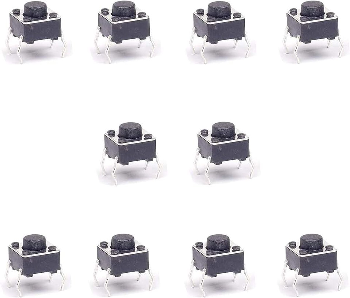 10 stuks 6 x 6 x 5 mm miniatuur micro-knopschakelaar kwaliteitsschakelaar SPST Miniatuur/Mini/Micro/Small PCB