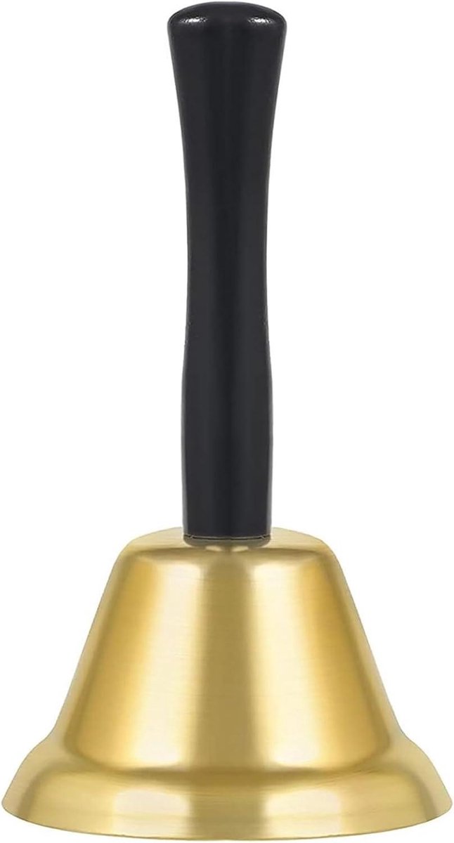 Handbel Kerstbel - Tafelbel Servicebel - Feestelijke Aankondiging - Helder Geluid - 10 x 6.8 x 4.9 cm - Goud