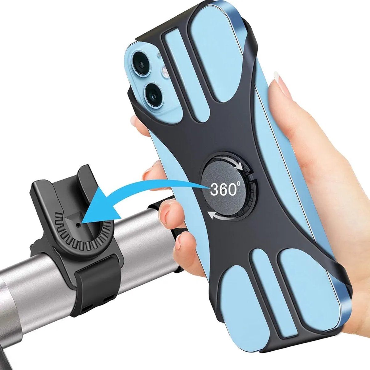 Fietstelefoonhouder, universele telefoonhouder voor motorfietsen, afneembaar, 360° verstelbare fietstelefoonhouder, geschikt voor smartphones van 4,0-7,0 inch.