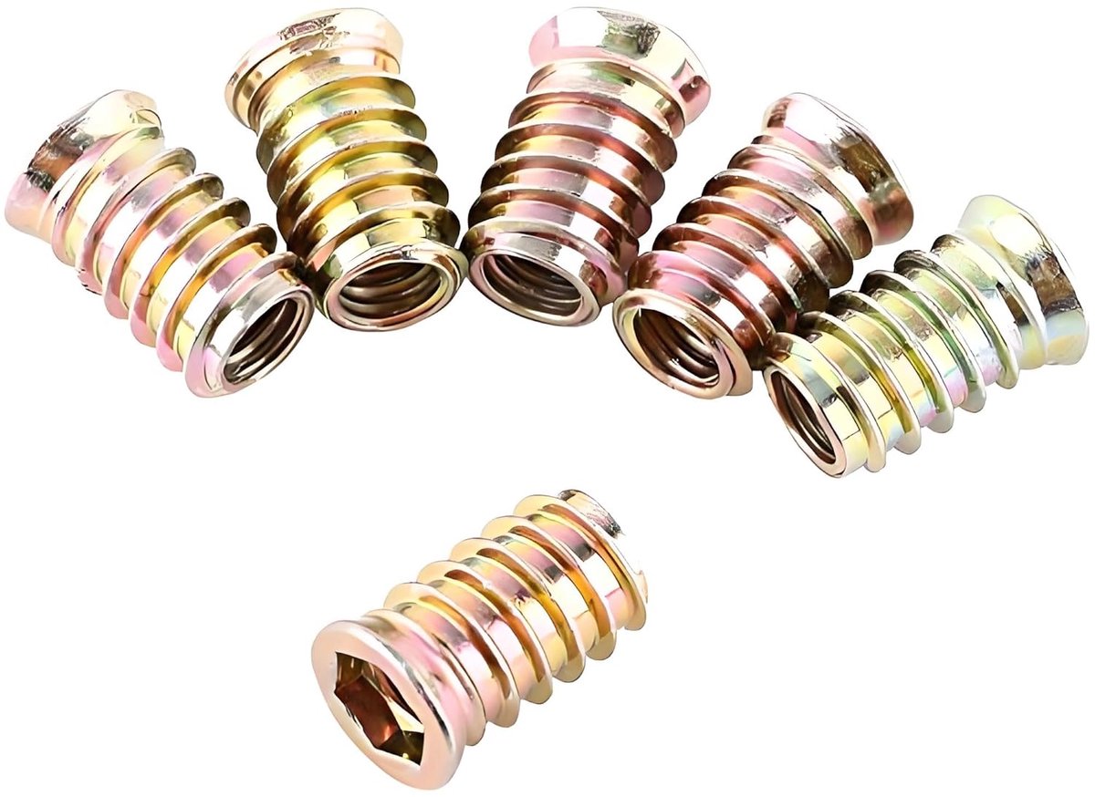 20 stks Gegalvaniseerde Koolstofstalen Binnenzeskantschroef, Hex Schroefdraad Drive Insert Nuts Voor Houten Meubels(M6*15mm)