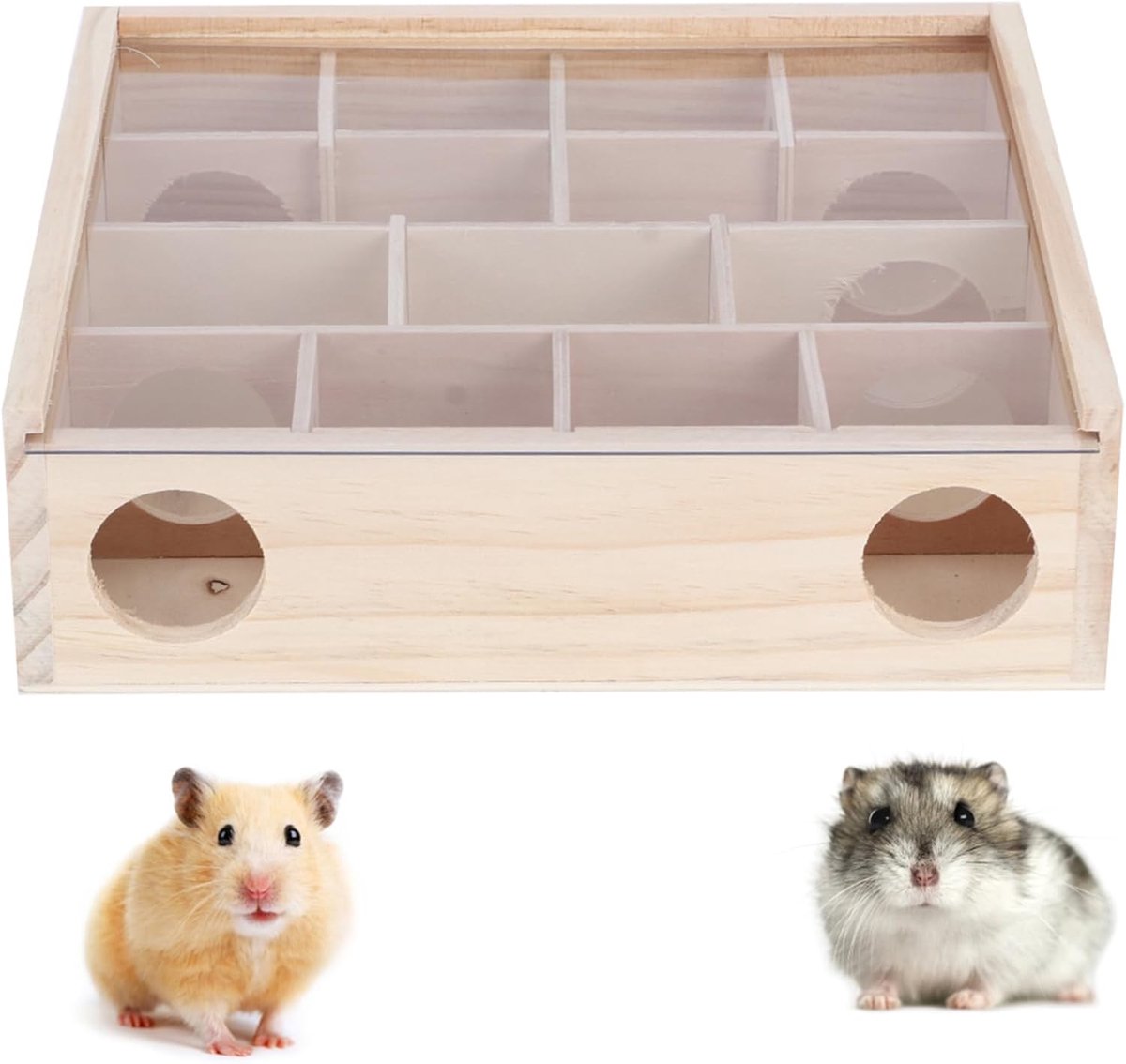 hamster doolhof speelgoed natuurlijk hout interactieve intelligente huisdier training activiteit tunnel met acryl glazen deksel voor kleine dieren hamsters muizen gerbils