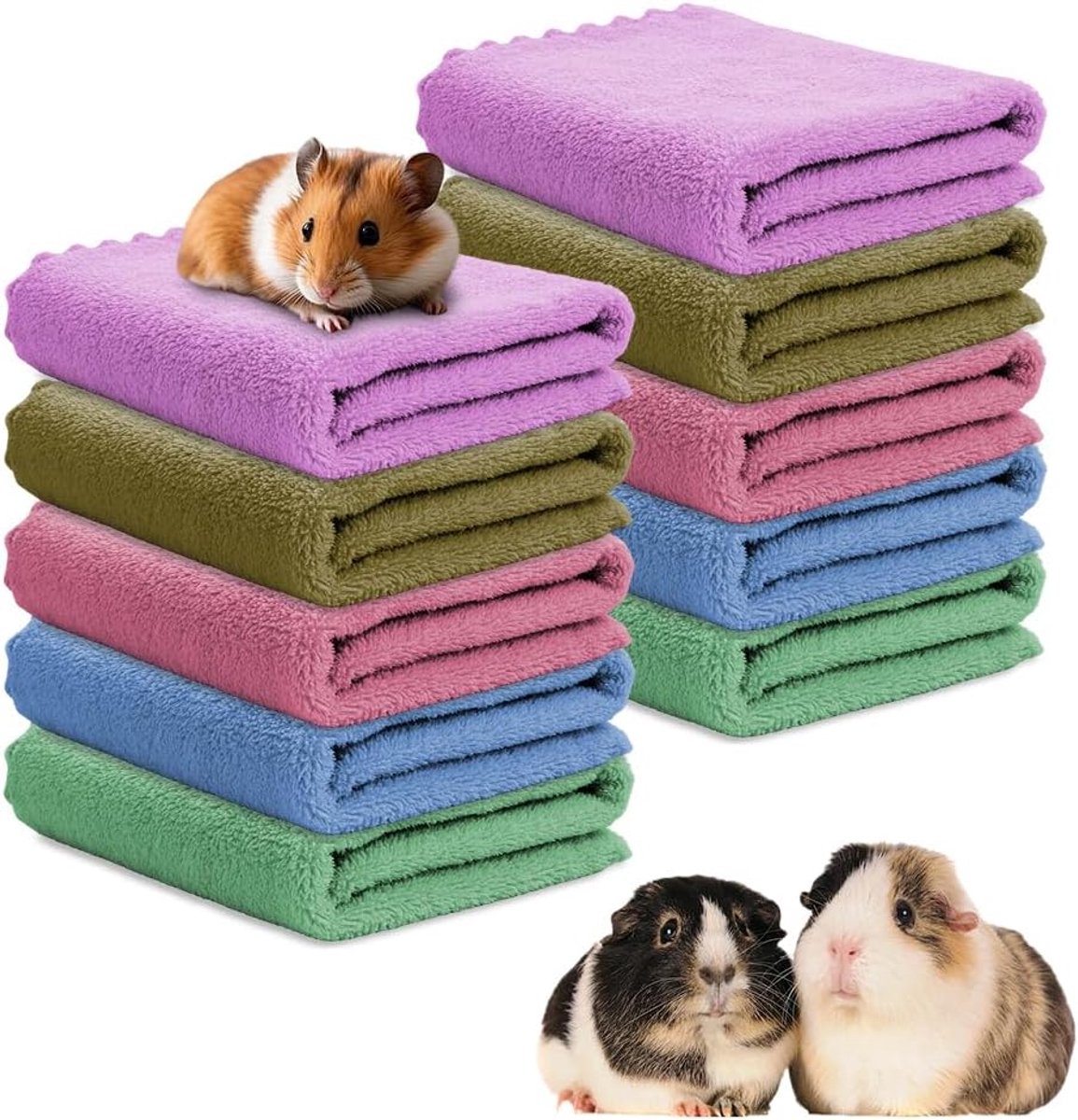 Knaagmat, waterdichte deken, 10 stuks, pads voor cavia's, wasbare huisdieronderlegger, kleine dieren, slaapmat, absorberend voor kleine dieren, hamster, puppy, kat, 35 x 75 cm (3)