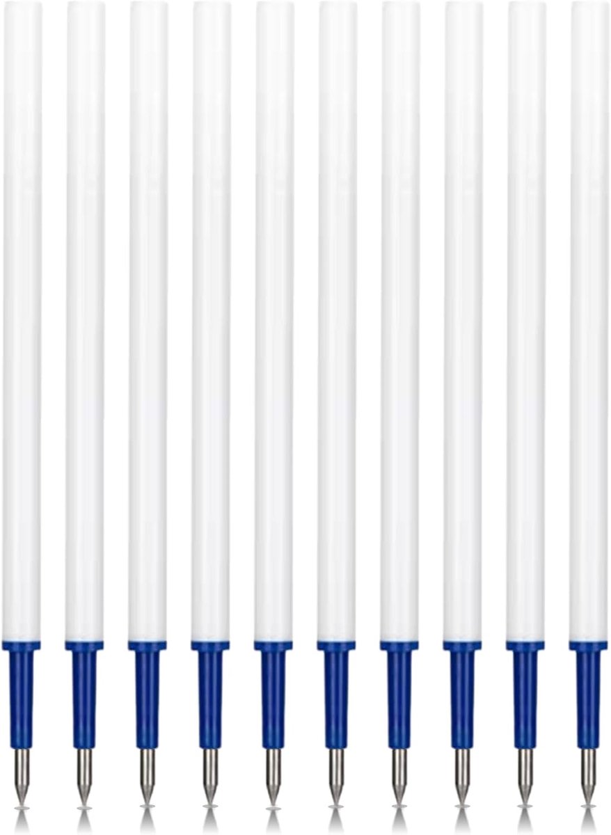 10 x uitwisbare vullingen, intrekbare blauwe punt 0,5 mm, hoogte 11 cm, compatibel met KCasty, intrekbare uitwisbare inktrol