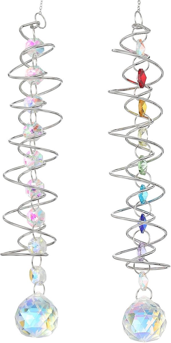 Suncatchers voor ramen opknoping, 2 stuks zonnevangers binnen raam buiten opknoping decor kristal tuin decor bruiloft verjaardagsfeestje voor vrouwen, AB stijl/kleurrijk