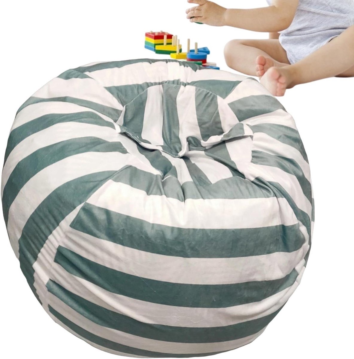 Knuffeldier Stoel - Opbergzak Zitzak - Speelgoed Opbergen - Waterdicht Fluweel - 96 cm - Grijs