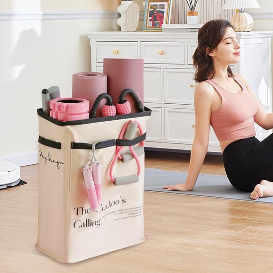 Opbergmand Yogamat - Fitness Organizer - Sportspullen Opbergen - Ruimtebesparend Ontwerp - 53 x 25 cm - Geel — afbeelding 3