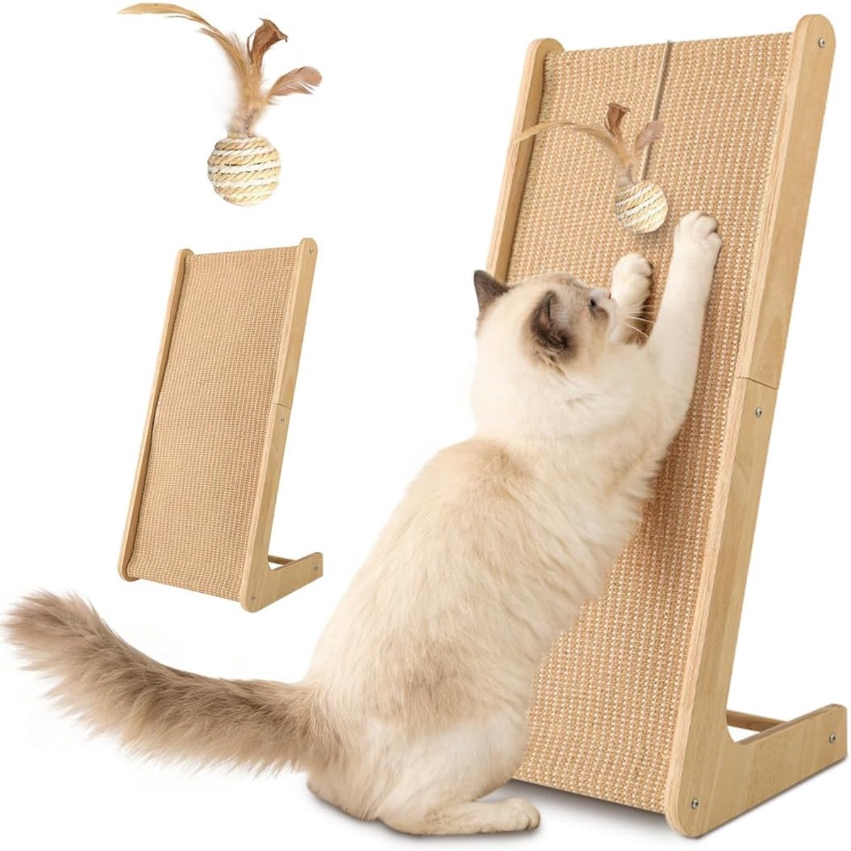 Use Krabplank voor katten, 72 cm, L-vormige krabmeubels, krabmeubel voor katten, kattenkrabplank voor muur en hoek