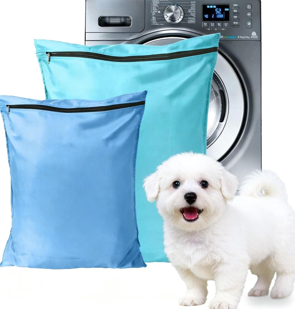 Waszak voor huisdieren met ritssluiting voorkomt waschmachineblokkering, ideaal voor honden en katten