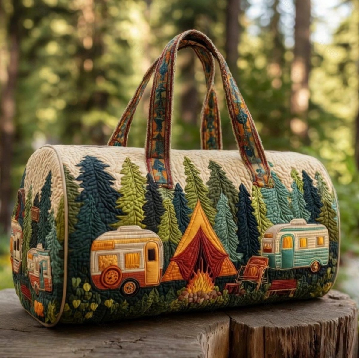 Textielen tas, retro bloemenprint in 3D-stijl, boho-stijl voor reizen en sport, meerkleurig, groot (18 x 9 x 9 inch)，154 modellen