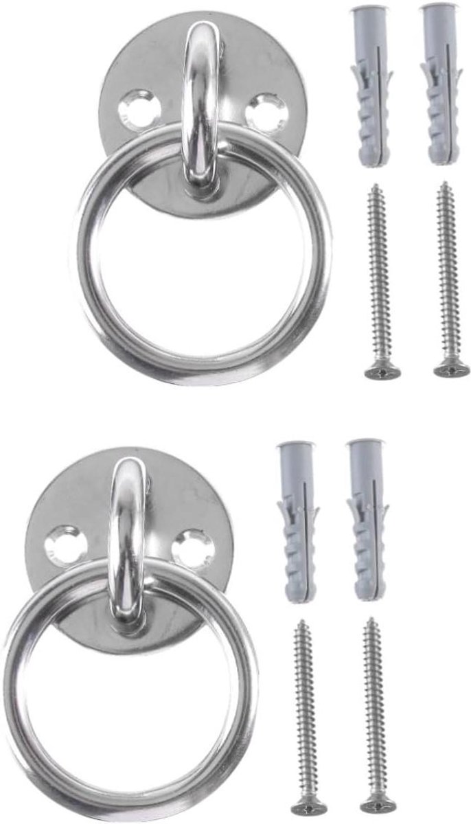 Muurbevestiging Set - Plafondanker Haken - Kracht Training - Roestvrij Staal - 2 stuks - Zilver