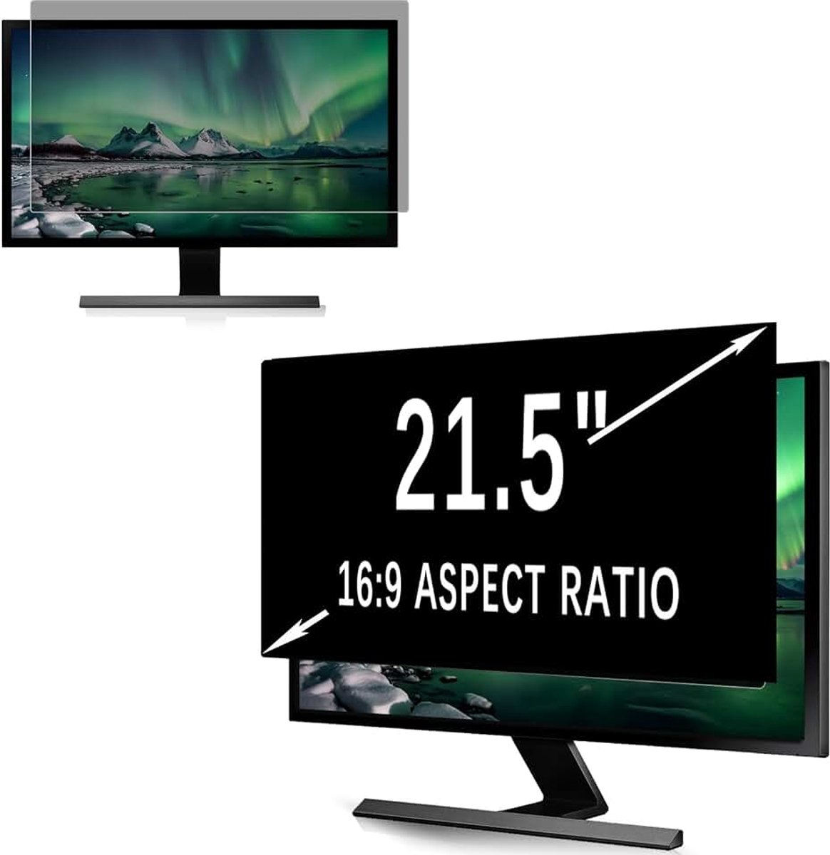 Privacyfilter voor 21,5 inch 16:9, afneembaar anti-glare blauw licht, krasbestendig, anti-vingerafdruk, eenvoudige montage, privacyfilter voor 21,5 inch monitor (476 x 268 mm)