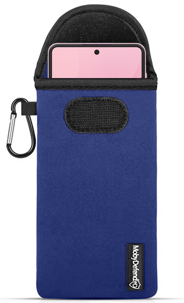 MobyDefend Hoesje - Geschikt voor Samsung Galaxy Z Flip 8 - Neopreen Pouch Met Karabijnhaak - Insteek - Riemlus - Blauw