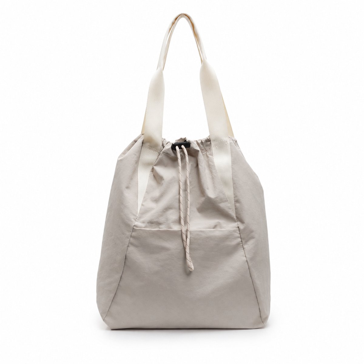 VHV Rugzak Dames met Trekkoord - Grote 3-in-1 Schoudertas en Handtas - Lichtgewicht Stoffen Tas met Voorvak en Rits - Beige, 32 x 40 x 11 cm - Voor School, Werk en Reizen