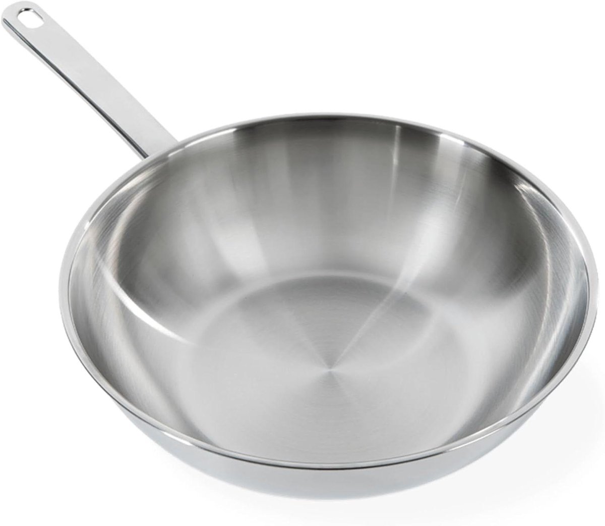 Wokpan Roestvrij Staal - Roerbakpan Universeel - Professioneel Koken - 3-Ply Sandwichbodem - Ø 28 cm - Zilver