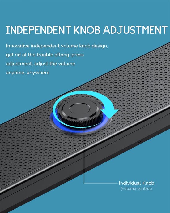 Computer Soundbar - PC Luidspreker - Muziek Luisteren - Ergonomisch 15° Ontwerp - 6 Watt Vermogen - Zwart — afbeelding 2