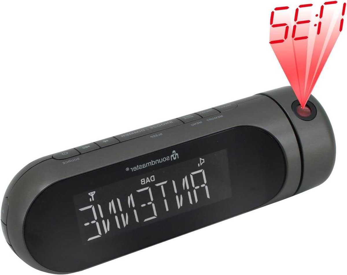 Wekker Radio - Digitale Klok - Tijd Projecteren - Dubbel Alarm - 19 cm Breed - Zwart