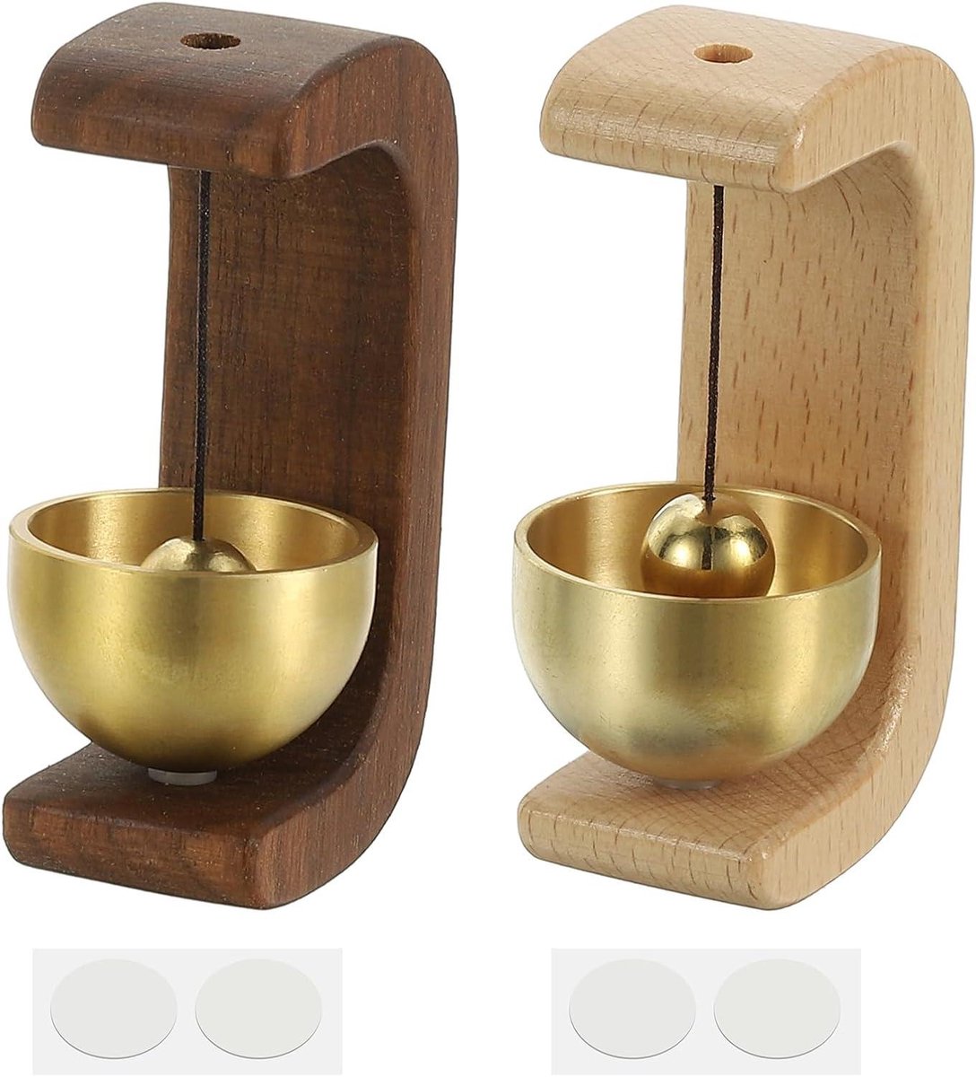 Winkeliers Bel - Houten Deurbel - Gasten Aankondigen - Zelfklevende Bevestiging - 7.5 cm - Houtkleurig