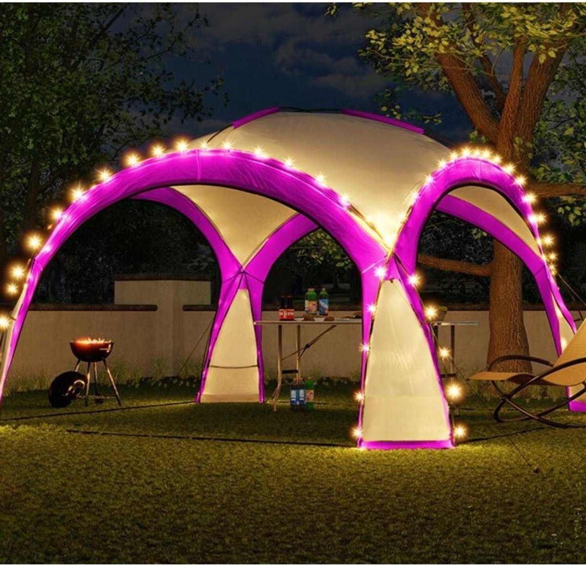 Partytent - Feesttent Tuin - Sfeervol Buiten - Geïntegreerde Solar LED - 360 cm Diameter - Roze