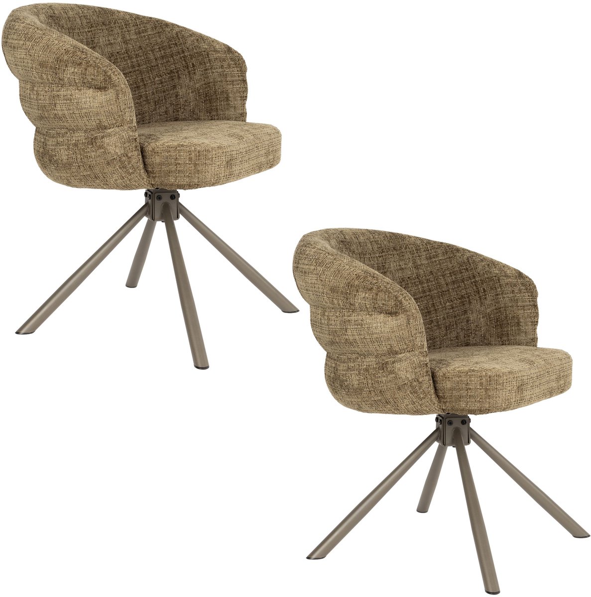 Housecraft Living Marjolein Eetkamerstoelen Armleuning Groen - Set van 2