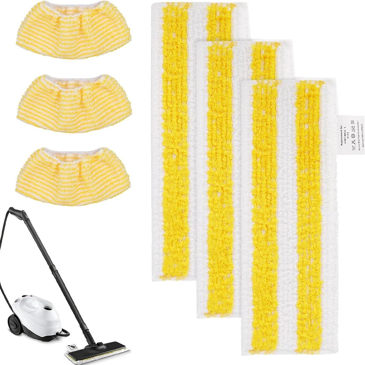 Vloerdoekenset Accessoires - Stoomreiniger Doeken - Vloeren Reinigen - Klittenband Systeem - 6 Stuks - Geel