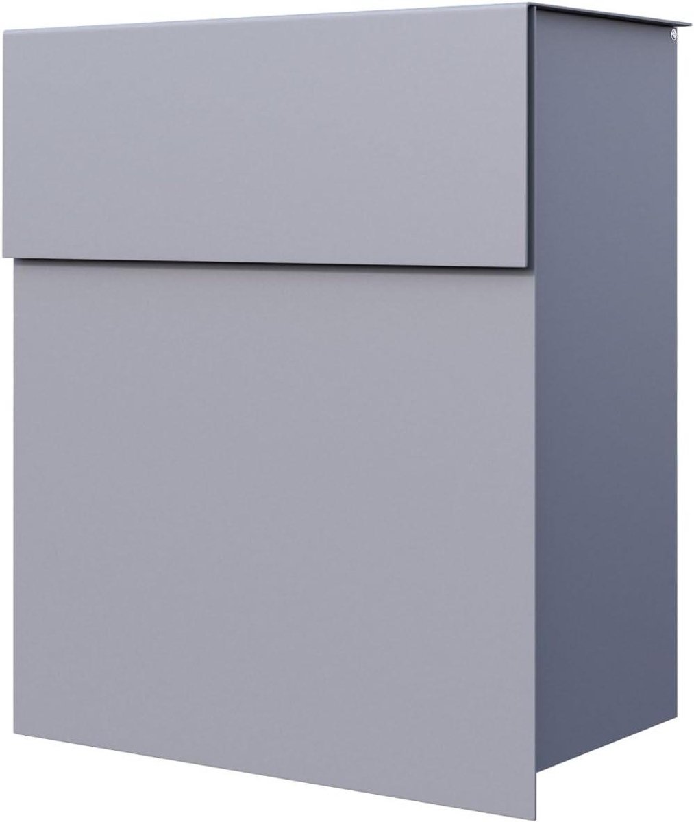 Wand brievenbus - Postbak - Post ontvangen - Verborgen slot - 45 x 37 cm - Grijs metallic