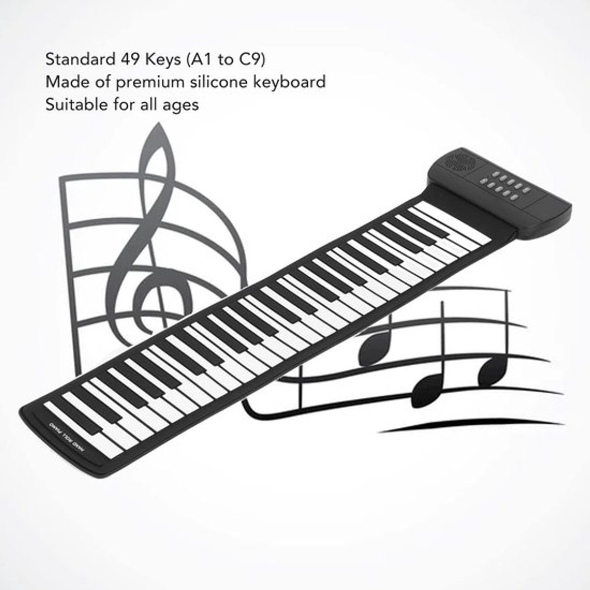 Roll Up Piano - 49 Toetsen Draagbare Piano - 4D Surround Sound - Zwart - USB Elektronische Piano - Geschikt voor Beginners en Volwassenen