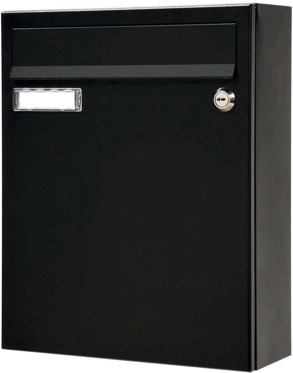 Brievenbus - Brievenbus met naamplaat - Post Ontvangen - Gecoat staal - 33 x 26 x 100 cm - Zwart
