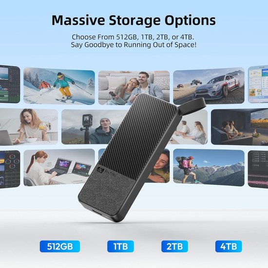 Draagbare Externe SSD 2TB USB 3.2 Gen2 Met USB-C Kabel Snelle Opslag — afbeelding 2