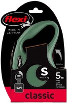 Flexi rollijn classic tape olijfgroen S - flexi lijn - groen - green - TOT 15kg