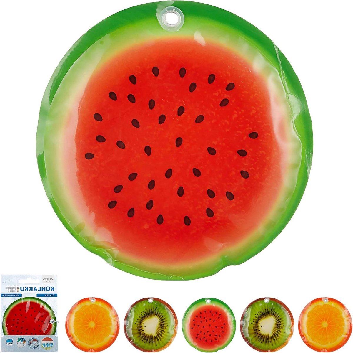 Koelaccu Set Vruchten - Coolpacks Herbruikbaar - Voedsel Koel Houden - Fruitmotief Design - Ø 15 cm - Meerkleurig