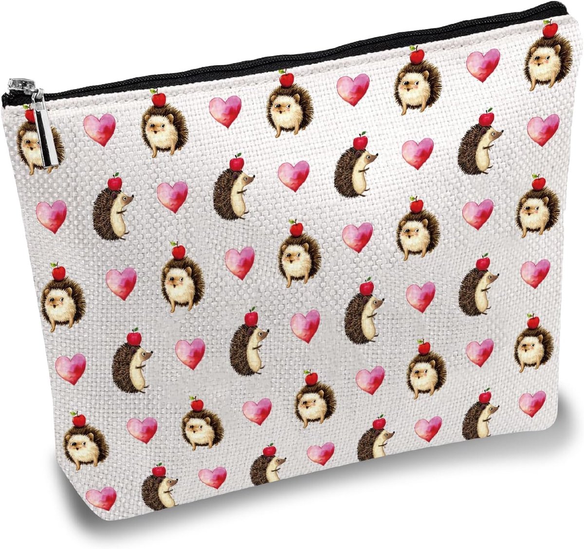 Egel make-up tassen canvas cosmetische tas multifunctionele tas rits zakjes toilettas reizen opbergtas portemonnee draagbare make-up opslag organizer voor dierenliefhebber vrouwen cadeau 25