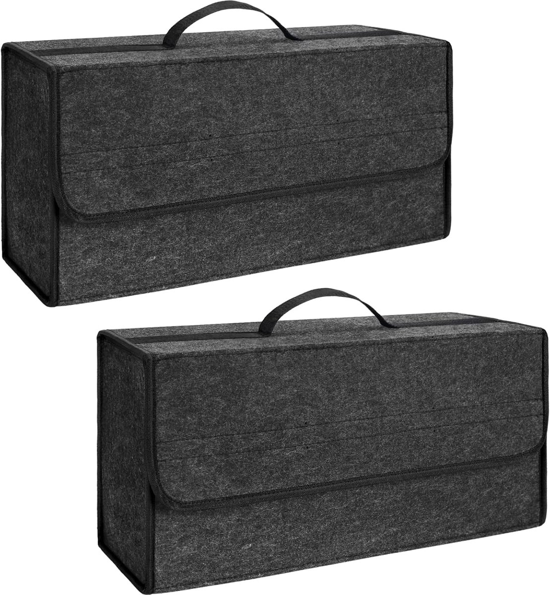Opvouwbare organizer voor kofferbak met deksel, antislip, kofferbak-organizer, vilten organizer, voor alle voertuigen (2 stuks)