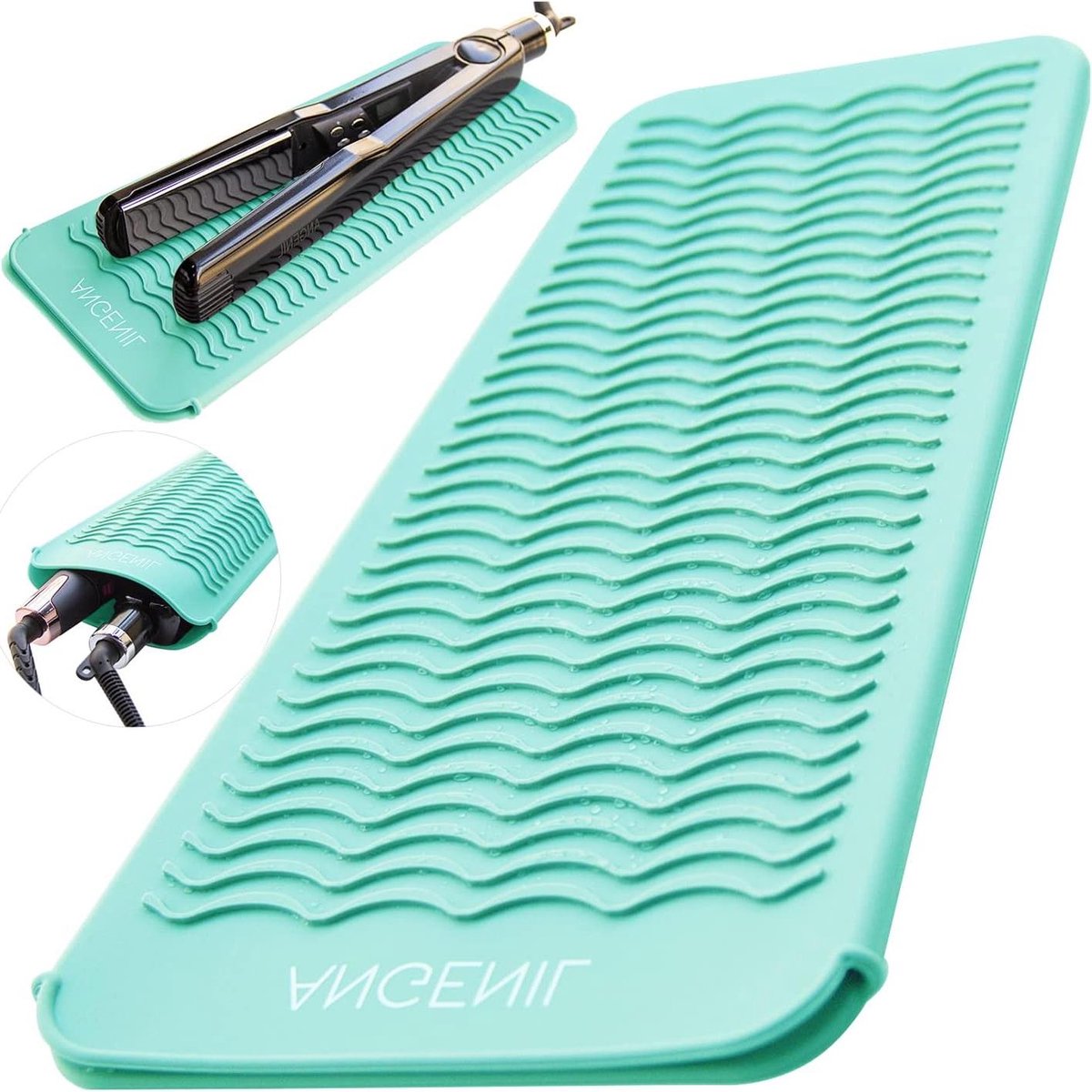Hittebestendige Mat - Siliconen Etui - Haarstyling Beschermen - Vlamvertragend Ontwerp - 28 x 14 cm - Groen